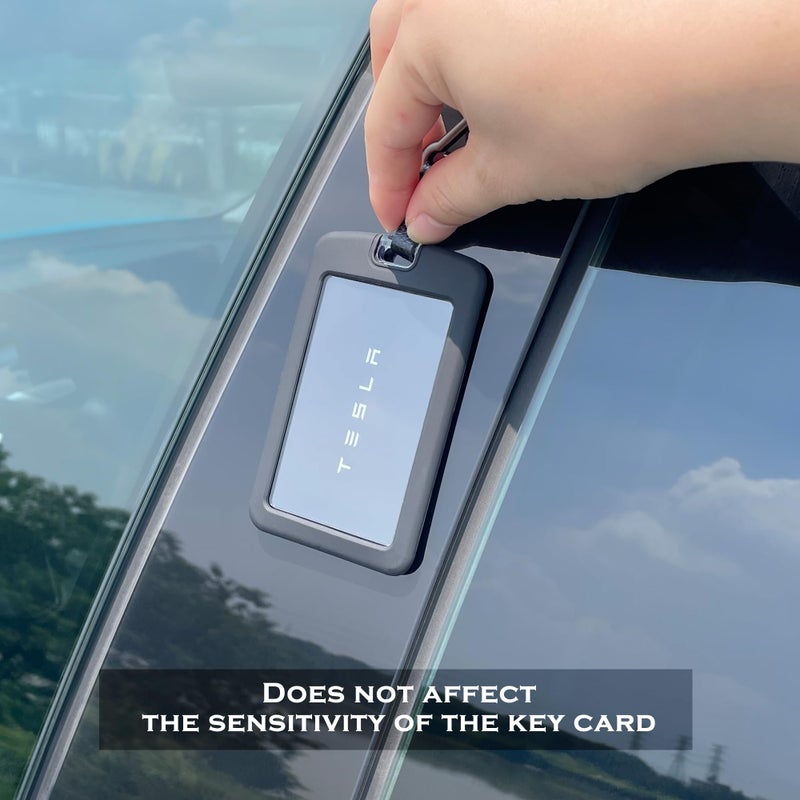 TANDRIVE 2PCS Silicone Key Card Holder Case Compatible with Tesla Model 3 Model Y Cybertruck and Rivianï¼ŒKey Protector Cover Accessories Including Key Chain, Black and White - Image 4