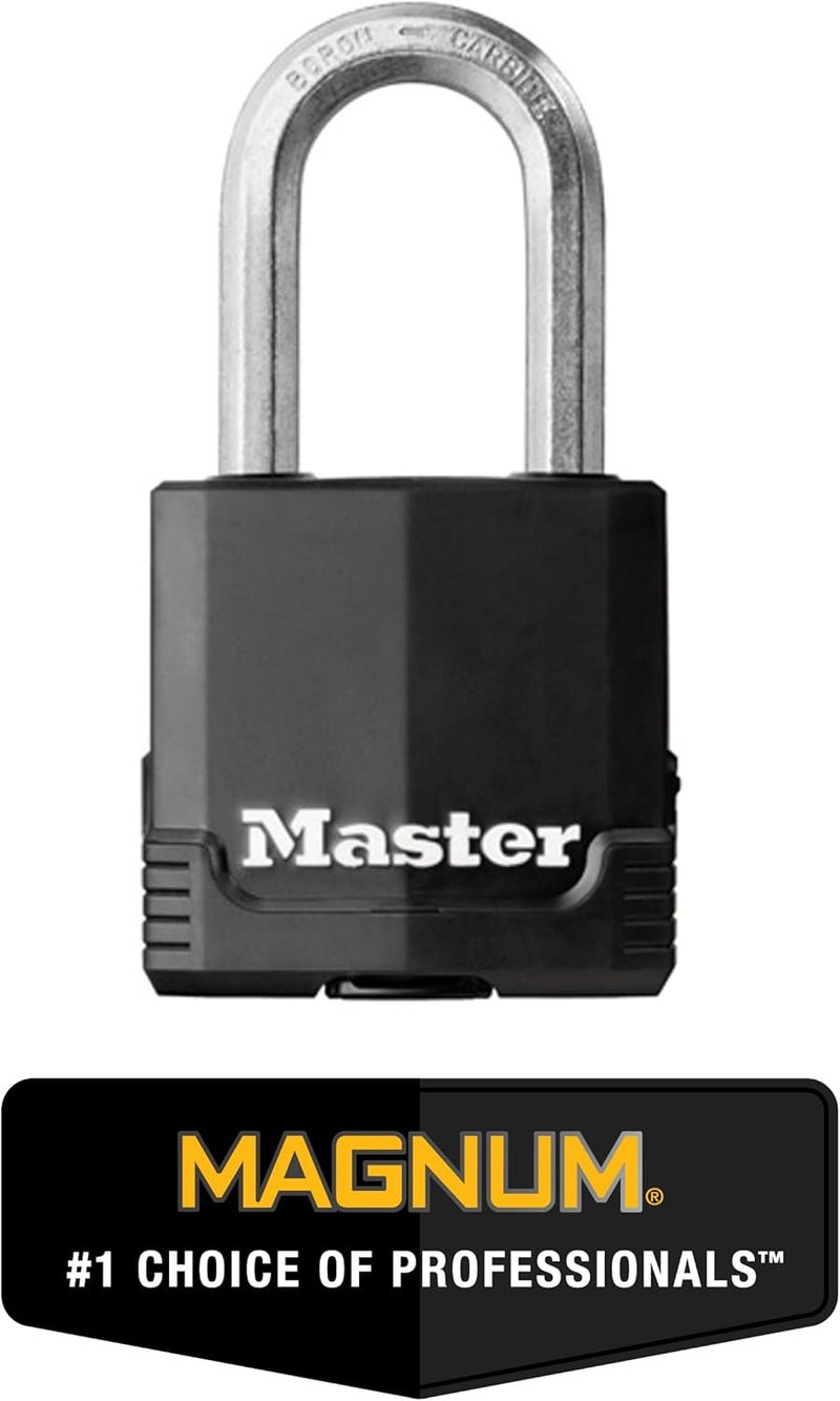 MasterLock Black Outdoor Key Lock, Heavy Duty Weather Resistant Padlock with Cover, Keyed Alike Padlocks for Outdoor Use, 4 Pack, M115XQLF - Image 3