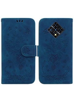 HuHa Case Cover For For Infinix Zero 8 X687 Butterfly Rose Embossed Leather Phone Case(Blue) 