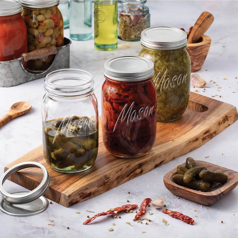 Paksh Novelty Wide Mouth Mason Jars With Lids 32 oz â€“ Glass Quart Mason Canning Jars, Large Mason Jar Wide Mouth for Canning, Pickling, Jelly Preserving & Meal Prep, 2-Pack - Image 3