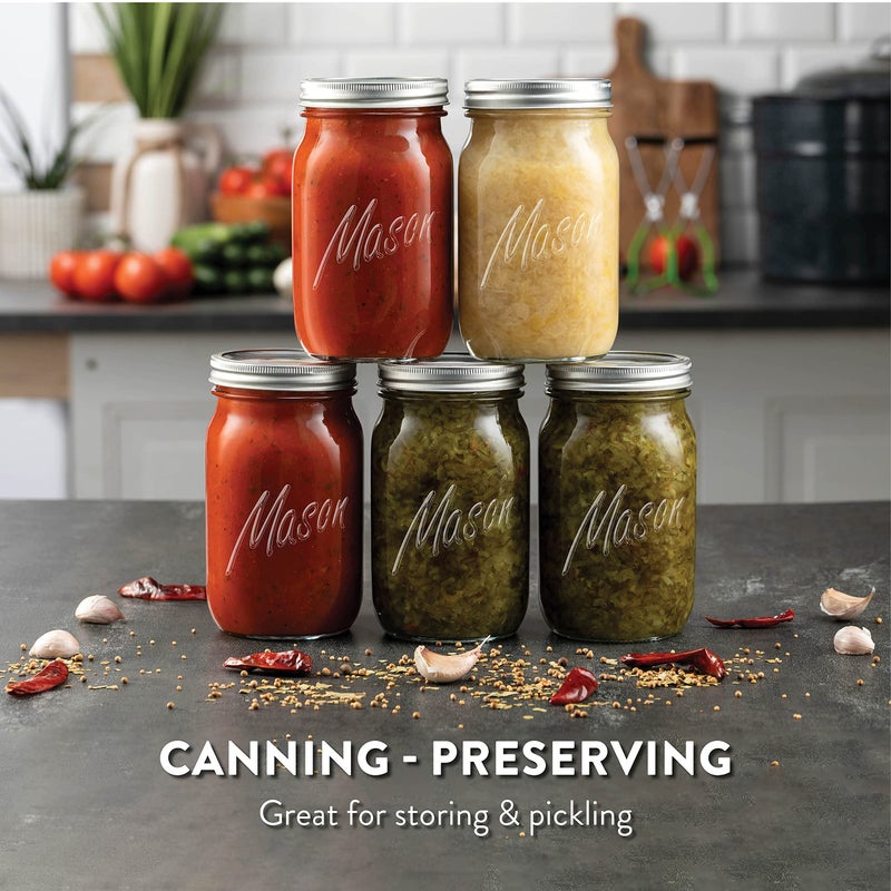 Paksh Novelty Wide Mouth Mason Jars With Lids 32 oz â€“ Glass Quart Mason Canning Jars, Large Mason Jar Wide Mouth for Canning, Pickling, Jelly Preserving & Meal Prep, 2-Pack - Image 2