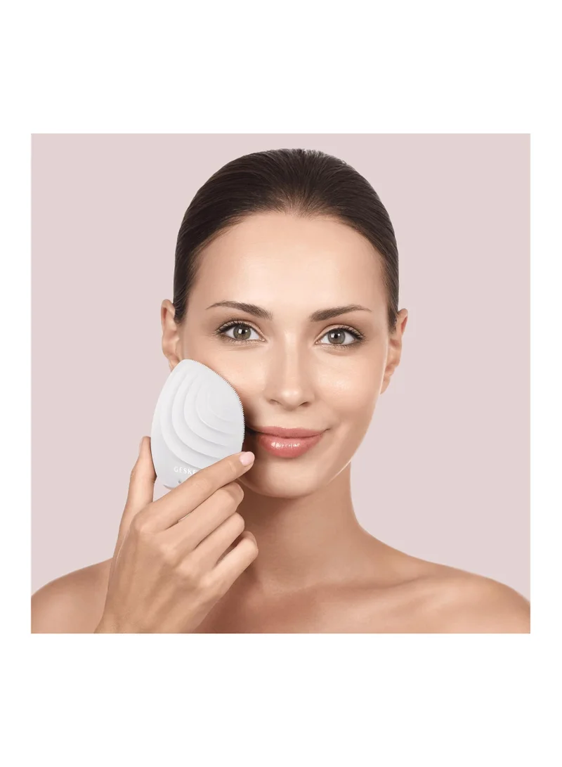GESKE Smart App Guided Sonic Facial Brush 5 In 1 | Vibrating Electric Facial Cleansing Brush | Soft Silicone Brush | Professional Facial Cleanser | Skin Cleanser & Exfoliator | Face Massager - Starlight
