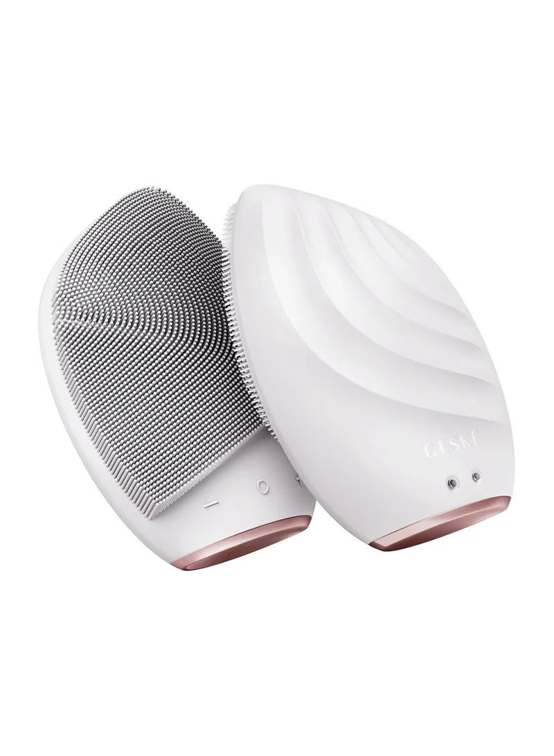 GESKE Smart App Guided Sonic Facial Brush 5 In 1 | Vibrating Electric Facial Cleansing Brush | Soft Silicone Brush | Professional Facial Cleanser | Skin Cleanser & Exfoliator | Face Massager - Starlight