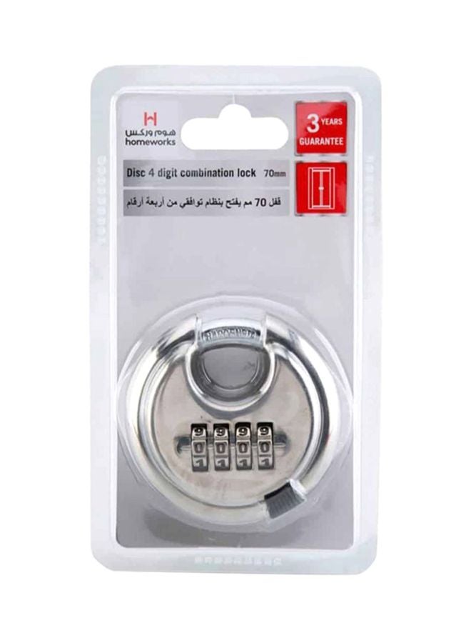 Disc 4-Digit Combination Lock Silver 17x70mm - Image 4