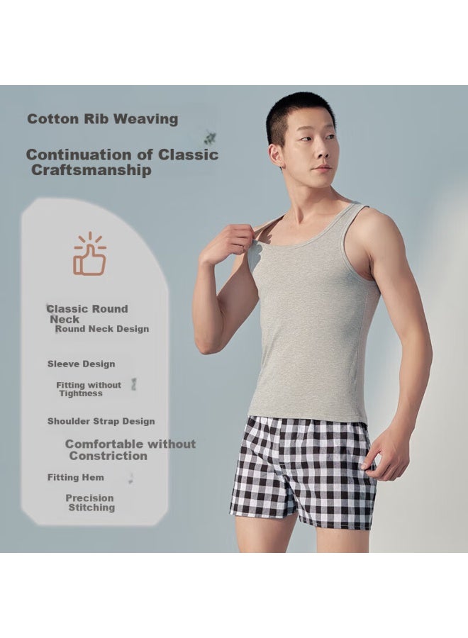 Your Sun Comfortable And Cool 2-pack 3a Antibacterial Men's Ribbed Tank Tops 40s Xinjiang Cotton Skin-friendly Breathable Undershirts Men XL - Image 1