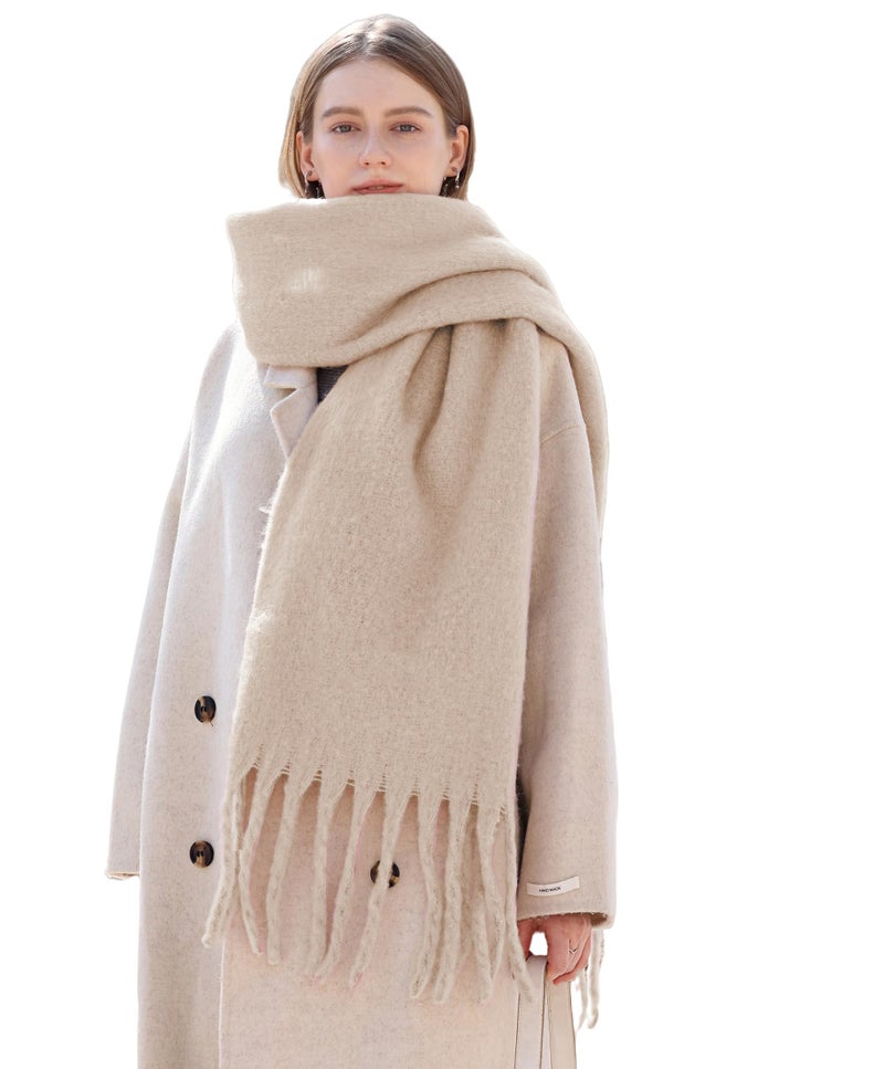 Wander Agio Cashmere Feel Scarf Long Pashmina Shawls and Wraps for Women Large Blanket Scarves Solid Apricot 2 - Image 1