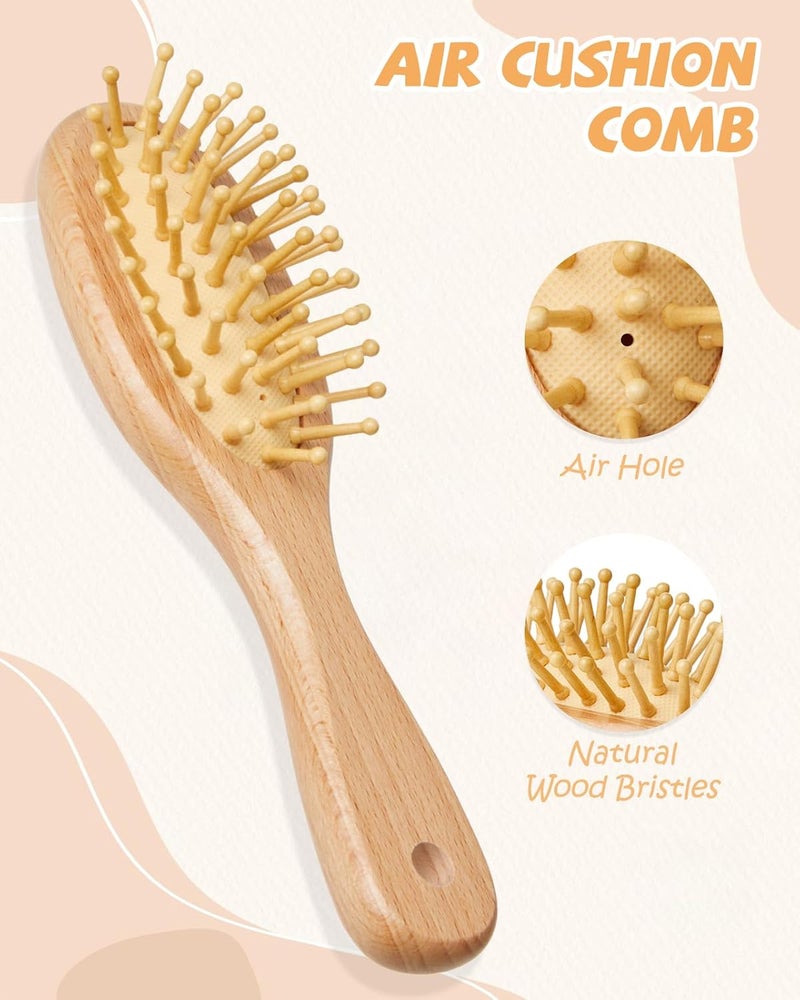 Lictin Baby Hair Brush and Comb Set 4 Pcs Newborn Hair Brush with Soft Bristle Natural Goat Hair and Wood Baby Cradle Cap Comb for Newborns Toddlers Newborn Baby Essentials Perfect Registry Gift - Image 4