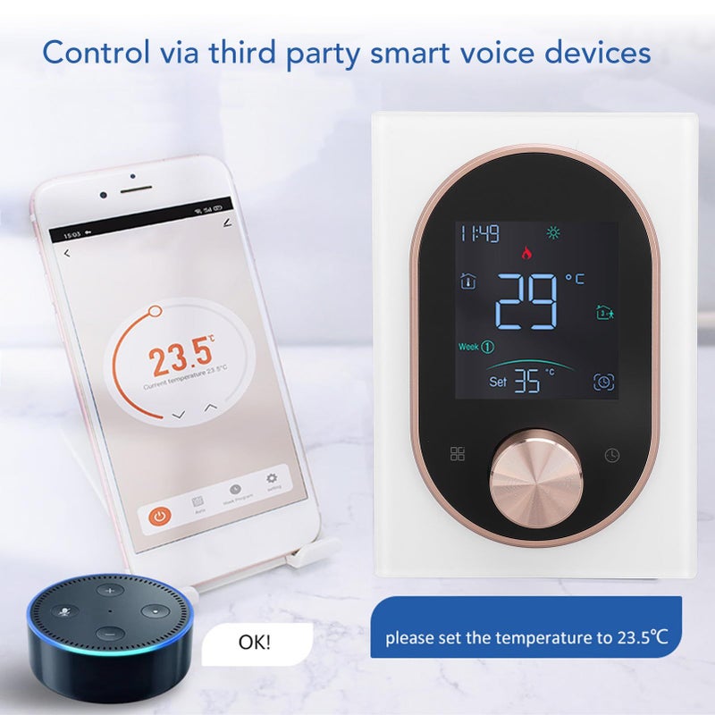 White Normal Programmable Smart Thermostat with Color LCD Touchscreen and APP Remote Control - Image 5