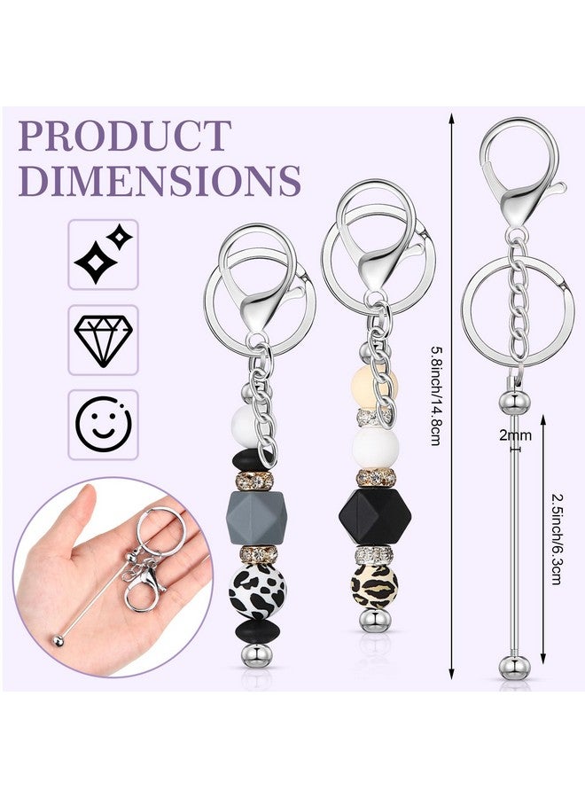 تونديامو مجموعة مكونة من 24 قطعة من قضبان سلاسل المفاتيح القابلة للخرز من Tondiamo لصنع سلاسل المفاتيح، مجموعة صنع سلاسل المفاتيح المعدنية الفارغة من الخرز للحرف اليدوية للنساء والرجال (فضية) - Image 1