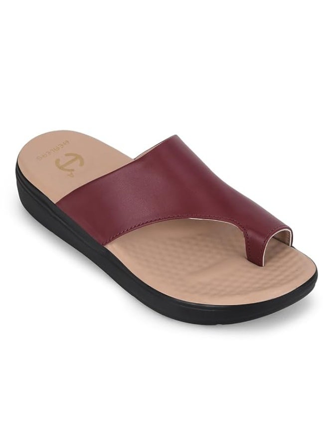 Liberty Healers ZUBIE-3E Casual Toe Ring Slipper for Women - Cherry  | Casual Slip-on Slippers Footwear | Lightweight EVA Sole - Suitable For Outdoor, Monsoon & Rainy Season Footwear for Ladies - Image 1