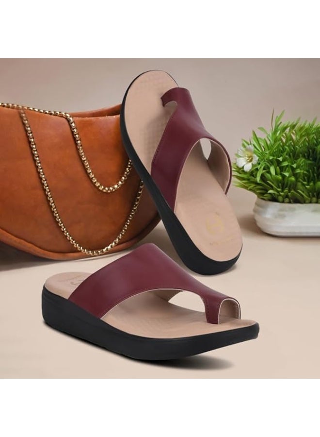 Liberty Healers ZUBIE-3E Casual Toe Ring Slipper for Women - Cherry  | Casual Slip-on Slippers Footwear | Lightweight EVA Sole - Suitable For Outdoor, Monsoon & Rainy Season Footwear for Ladies - Image 3