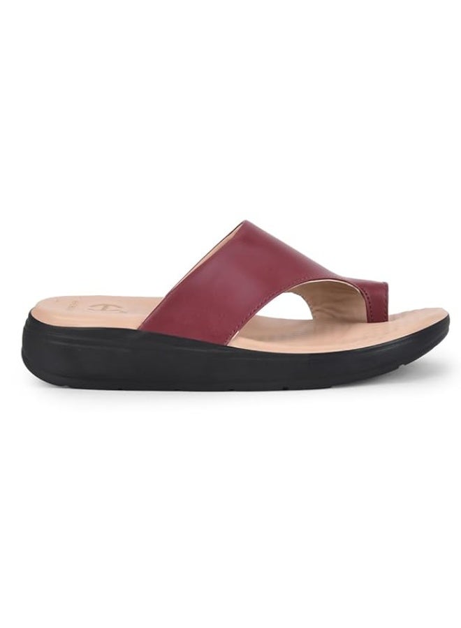 Liberty Healers ZUBIE-3E Casual Toe Ring Slipper for Women - Cherry  | Casual Slip-on Slippers Footwear | Lightweight EVA Sole - Suitable For Outdoor, Monsoon & Rainy Season Footwear for Ladies - Image 4