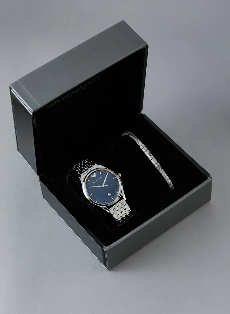 EMPORIO ARMANI Ar80048 Mesh Strap Analog Watch & Bracelet Set