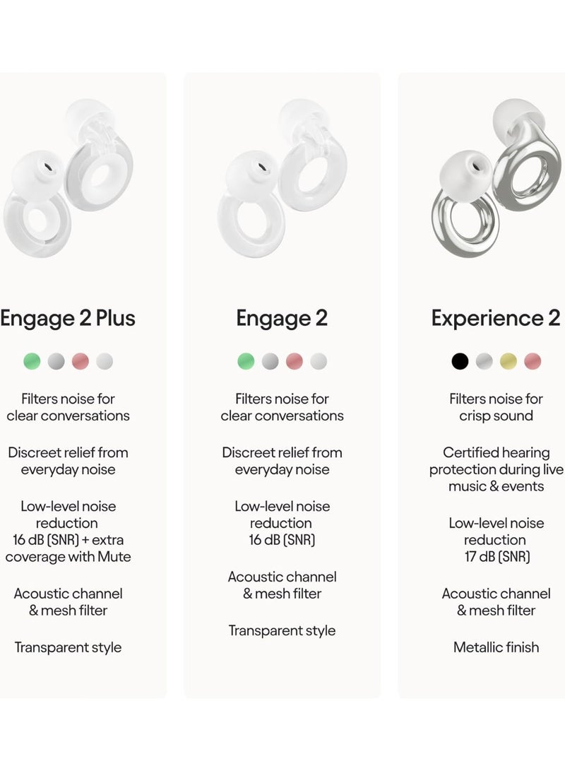 Loop Engage 2 Plus Ear Plugs – Everyday Noise Relief With Clear Speech for Social Gatherings, Work, Conversation, Parenting & Noise Sensitivity – 16 dB Noise Reduction + Mute for Extra Coverage - Image 2