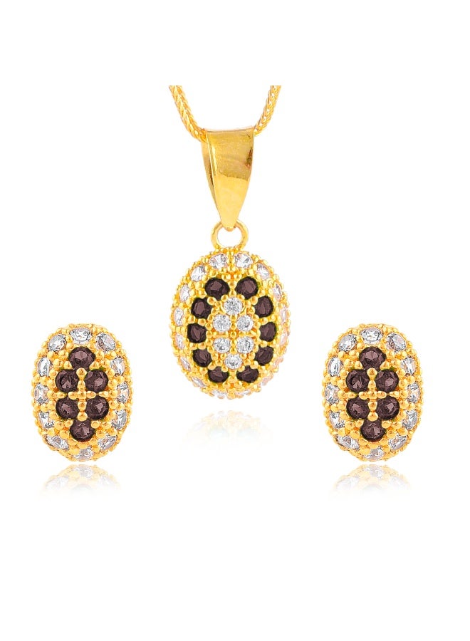 BAFLEH JEWELLERY Celebrate Elegance: 22kt Gold Oval Pendant Set for Special Moments - Image 1