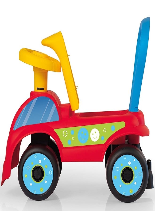 DOLU: Walk & Drive: Foot-to-Floor Car - Red & Blue - Ride-On Toy Vehicle, Horn, Storage Seat, Push-Pull Handle, Indoor-Outdoor Play, Toddlers 12mo+ - Image 5