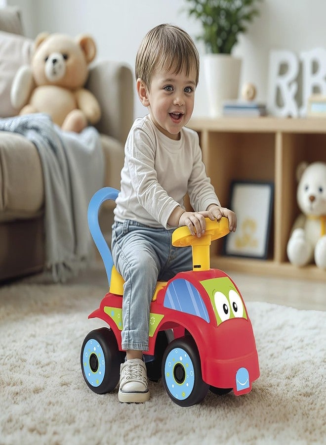 DOLU: Walk & Drive: Foot-to-Floor Car - Red & Blue - Ride-On Toy Vehicle, Horn, Storage Seat, Push-Pull Handle, Indoor-Outdoor Play, Toddlers 12mo+ - Image 2