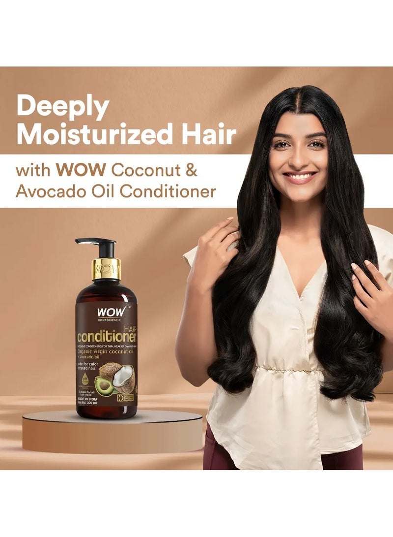 واو WOW Hair Conditioner - زيت جوز الهند والأفوكادو - استعادة الشعر الجاف والتالف - زيادة اللمعان - تقليل تقصف الأطراف ، التجعد - الكبريتات ، السيليكون ، خالي من البارابين - جميع أنواع الشعر ، للبالغين والأطفال - 300 مل - Image 3