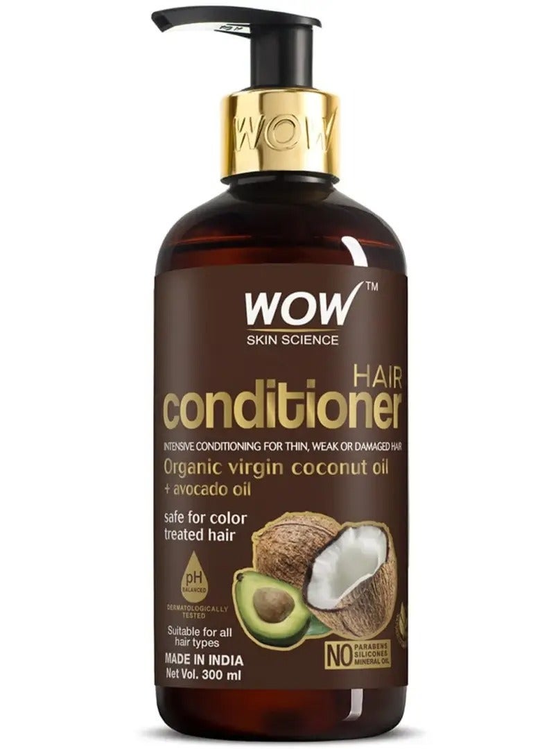 واو WOW Hair Conditioner - زيت جوز الهند والأفوكادو - استعادة الشعر الجاف والتالف - زيادة اللمعان - تقليل تقصف الأطراف ، التجعد - الكبريتات ، السيليكون ، خالي من البارابين - جميع أنواع الشعر ، للبالغين والأطفال - 300 مل - Image 2