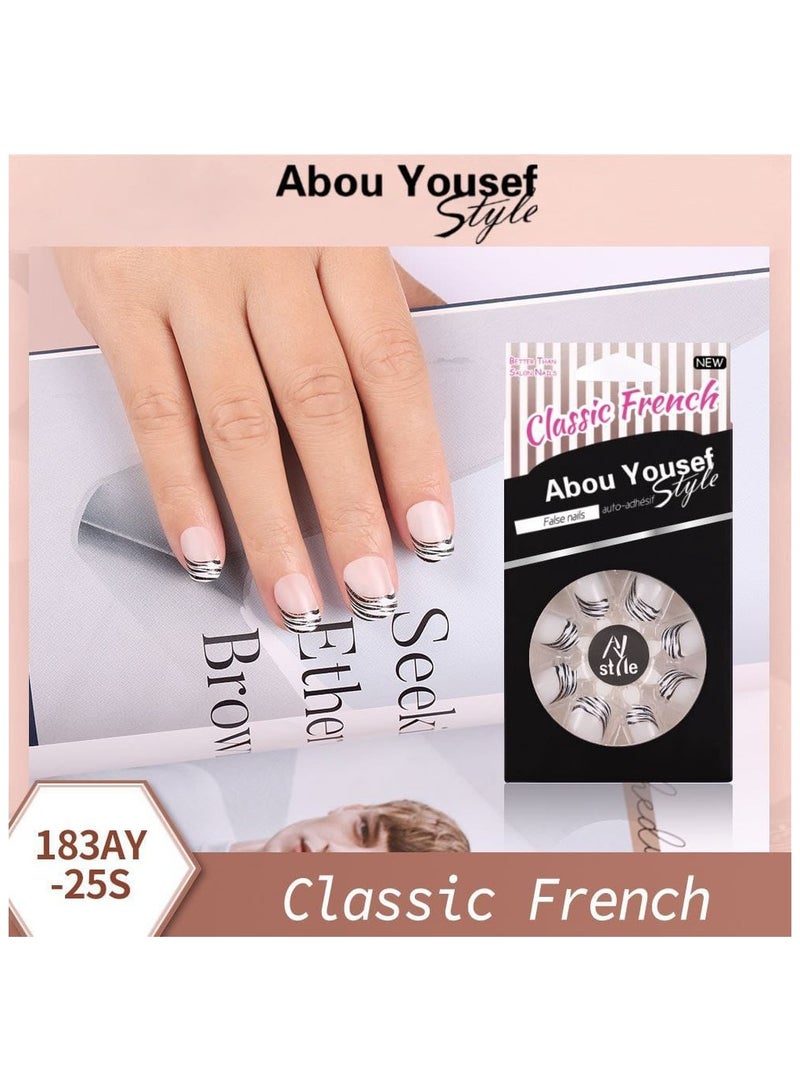 Abou Yousef Style Classic French Artificial Nails - 24 Pieces - Image 2