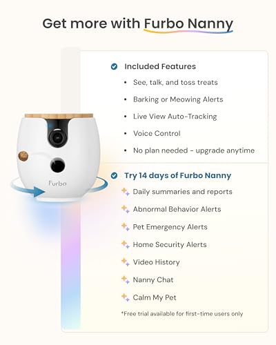 Furbo Mini 360° [New] 2K QHD Pet Camera: Dog & Cat Rotating Treat Dispenser w/Phone App, Smart Indoor Cam with 2-Way Speaker & Night Vision. No Subscription Needed. Standard See, Talk, & Toss Features - Image 4