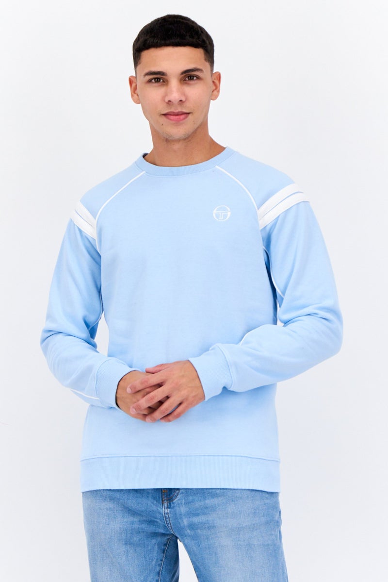 Sergio Tacchini Men Crew Neck Long Sleeves Brand Logo Sweatshirt, Blue - Image 1