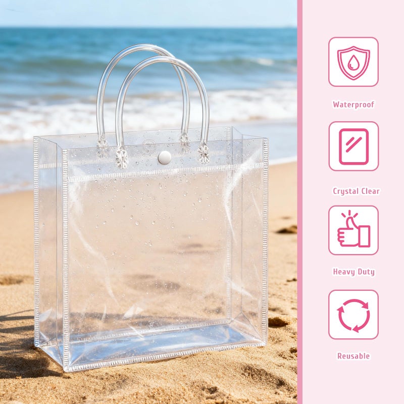 BadenBach 24 PCS Clear Gift Bags with Handles, 11.8" x 11.8" x 3.9" Large Transparent Gift Wrap Bags, Reusable PVC Tote Bag Bulk for Party Favors, Shopping, Boutique, Wedding Birthday Mother's Day - Image 4
