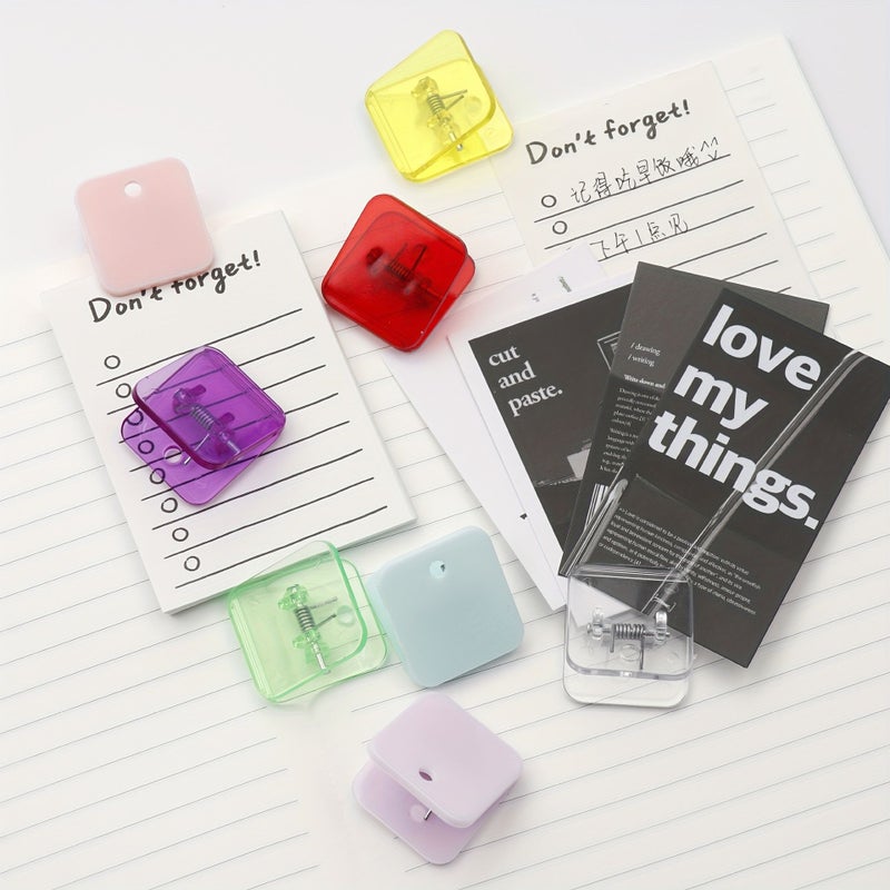 Set Of 6 Mixed Color Plastic Clips Square Design For Sorting Papers - Image 1
