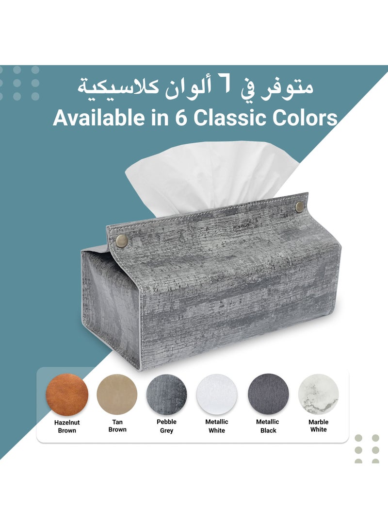 LeArt Leather Tissue Box Holder – Tissue Box Holder for Home Decorations for Living Room, Bedroom and Office | Tissue Box Cover | Car Tissue Holder | Tissue Box Cover for Car (Pebble Grey)  - Image 5