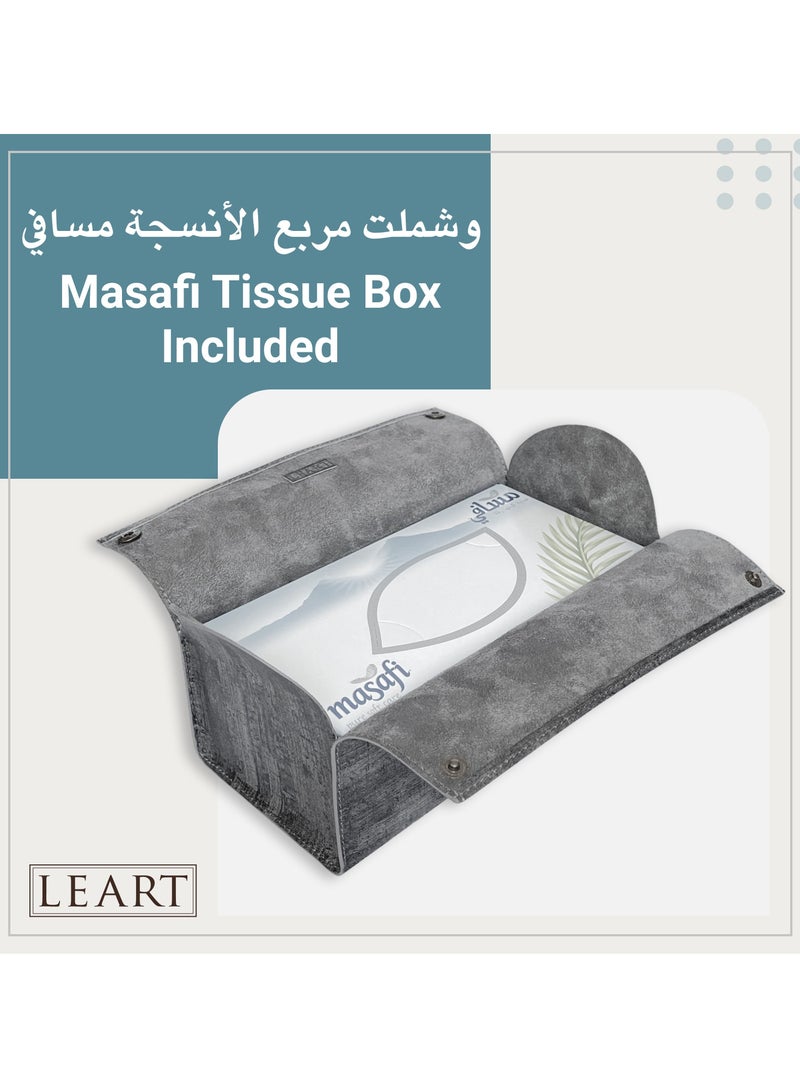 LeArt Leather Tissue Box Holder – Tissue Box Holder for Home Decorations for Living Room, Bedroom and Office | Tissue Box Cover | Car Tissue Holder | Tissue Box Cover for Car (Pebble Grey)  - Image 3