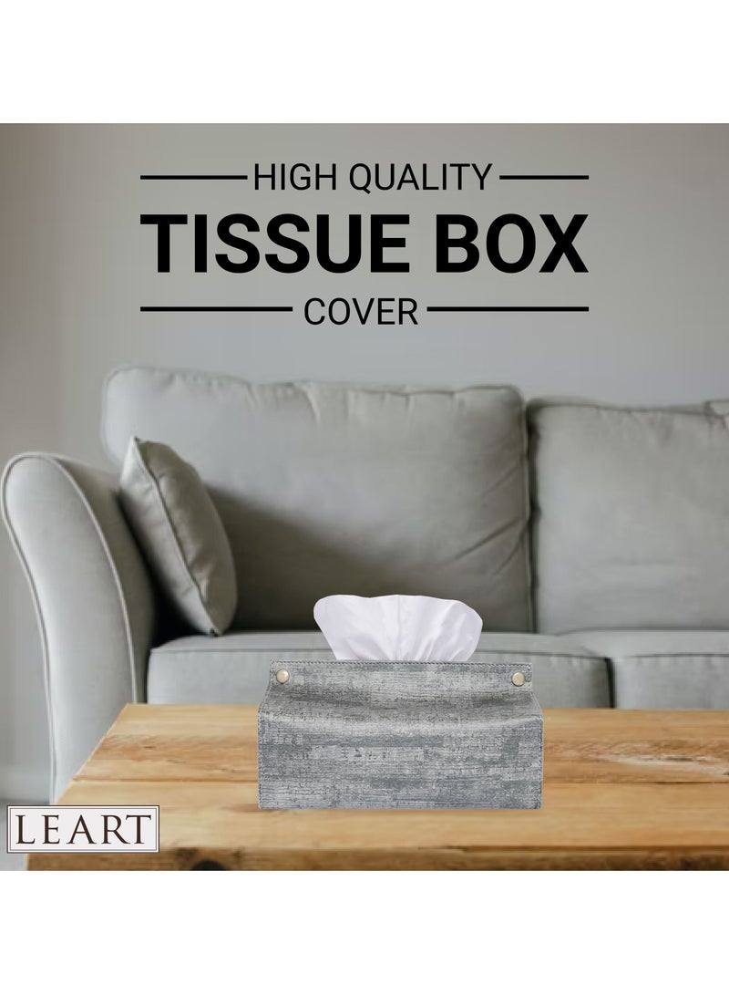 LeArt Leather Tissue Box Holder – Tissue Box Holder for Home Decorations for Living Room, Bedroom and Office | Tissue Box Cover | Car Tissue Holder | Tissue Box Cover for Car (Pebble Grey)  - Image 4