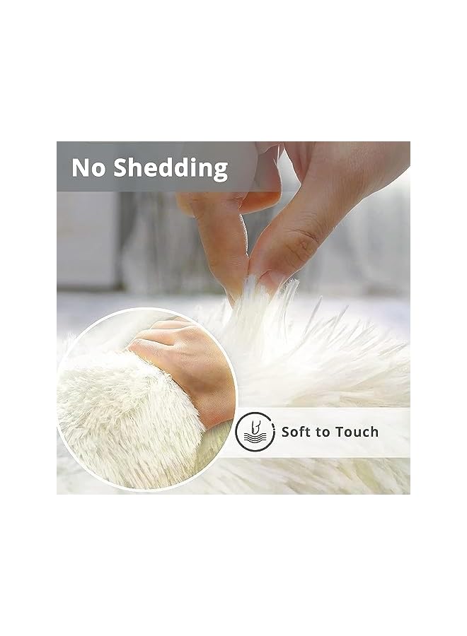 The Bros سجاد داخلي حديث فائق النعومة، سجاد غرفة معيشة رقيق لتزيين المنزل، سجادة حضانة للأطفال في غرفة النوم، سجاد قابل للغسل (أبيض، 120 × 160 سم) - Image 5