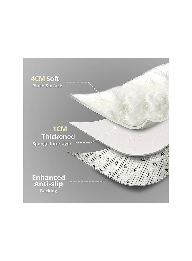 The Bros سجاد داخلي حديث فائق النعومة، سجاد غرفة معيشة رقيق لتزيين المنزل، سجادة حضانة للأطفال في غرفة النوم، سجاد قابل للغسل (أبيض، 120 × 160 سم) - Image 4