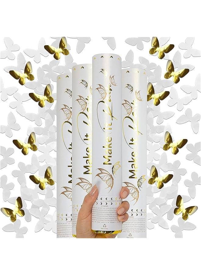 هوكور 6 Pack Gold Confetti Party Poppers Confetti Shooters | 1x Streamer Poppers and 3x Star for Celebrations | Confetti Gun for Birthday, Graduation, New Years Eve, Wedding, Photo Shoot (6PCS, Gold)
