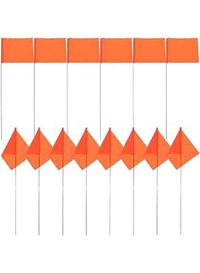 25Pcs Orange Marker Flags with Steel Wire Stakes for Lawn Garden Surveying Irrigation - Image 1