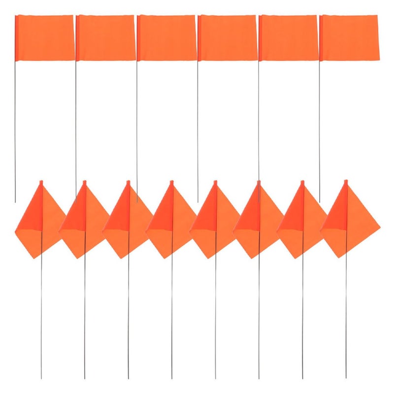 25Pcs Orange Marker Flags with Steel Wire Stakes for Lawn Garden Surveying Irrigation - Image 2