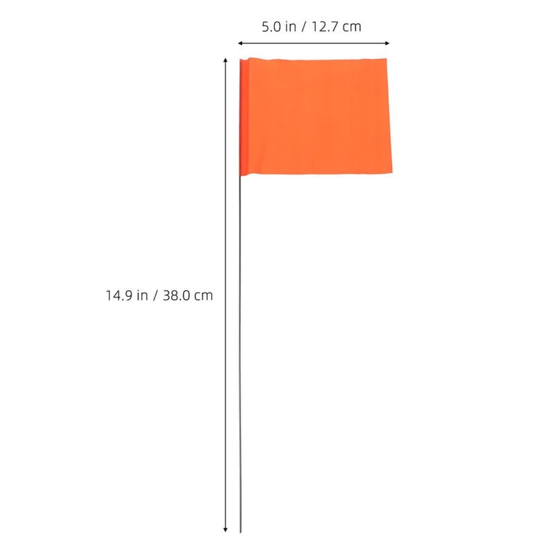 25Pcs Orange Marker Flags with Steel Wire Stakes for Lawn Garden Surveying Irrigation - Image 3
