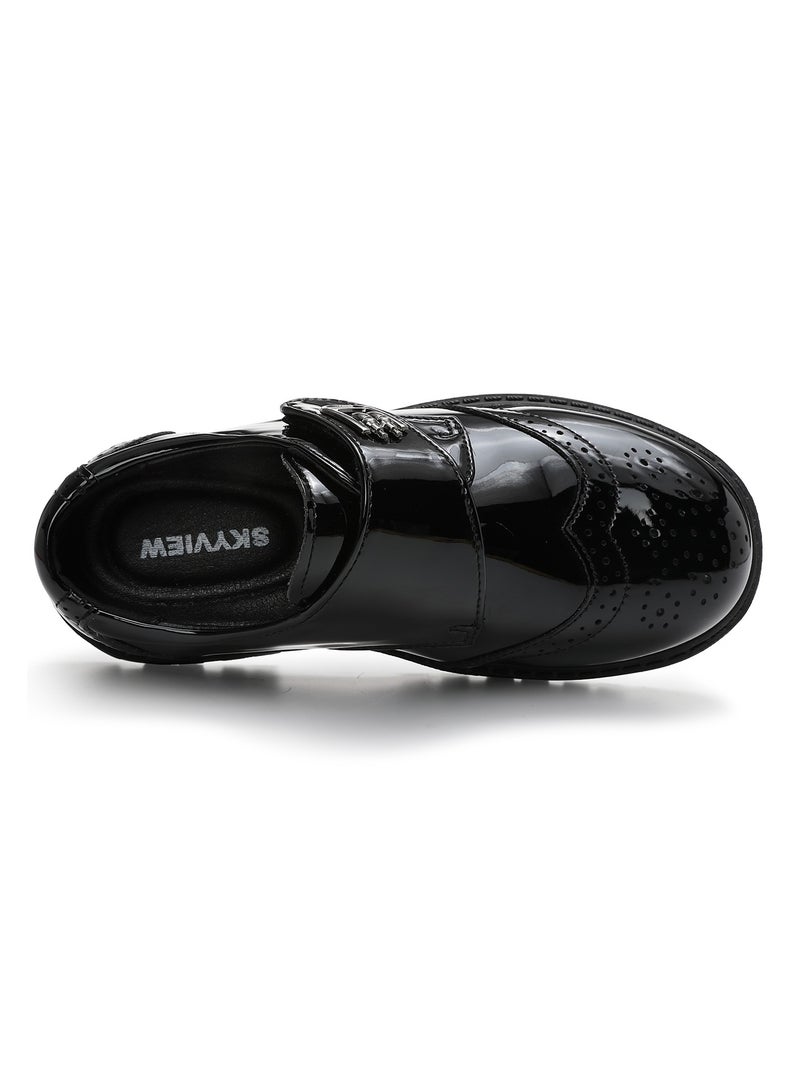 سكاي فيو أحذية أوكسفورد كلاسيكية للمشي بزي مدرسي للأولاد والبنات، أحذية رسمية يومية، أحذية كلاسيكية لامعة من الجلد بحلقة وخطاف للأطفال - Image 5