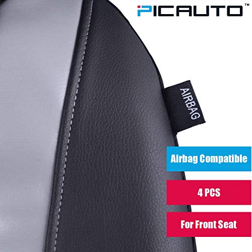 PIC AUTO Car Seat Covers, Front Seat Only, 3-Layered Mesh with PU Leather, Airbag Compatible, Fits Most Cars, SUVs, Trucks, and Vans, Low Back, Black/Gray (4 PCS) - Image 4