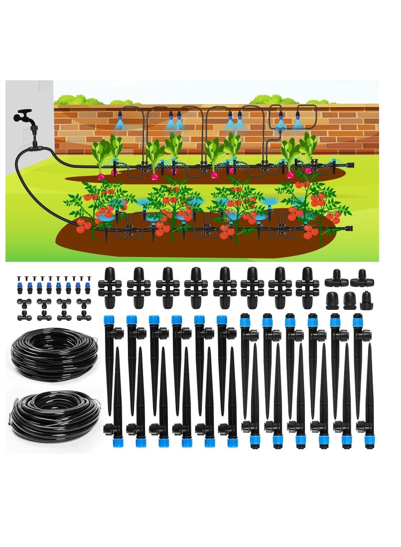 عام نظام الري ، نظام سقي الحديقة 230 قدمًا مع تركيبات سريعة الاتصال ، بنوايات قابلة للتعديل ، 1/4 "و 5/16" ، مجموعة ري للتنقيط لأسرة الحدائق المرتفعة ، الدفيئة ، العشب - Image 1