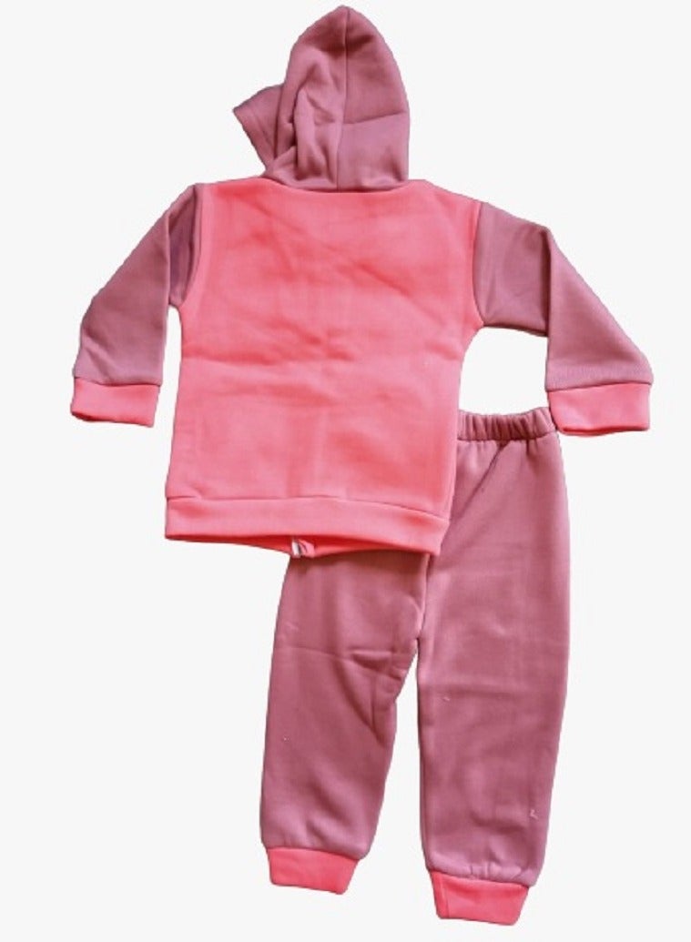 Baby winter cotton pajamas - embroidered - boys and girls - cashmere color in watermelon - head cover - Image 3