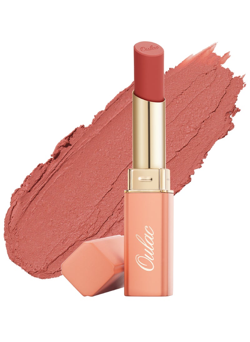 Oulac Soft Matte Peach Lipstick for Women, Lipstick & Blush Duo, Creamy Soft Satin Finish Lipsticks,Moisturising Formula,Rich Color Lightweight Lip, Rose Oil,Vegan & Cruelty-Free, 3.6g - Y08 LAST FALL - Image 1