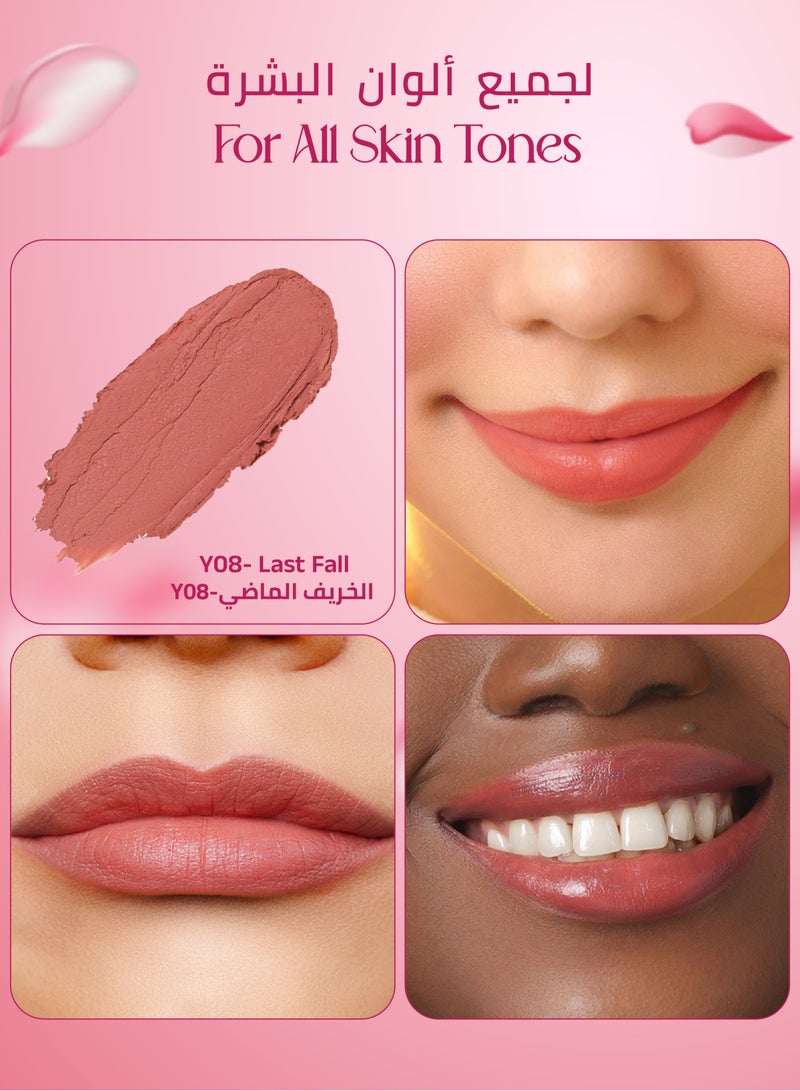 Oulac Soft Matte Peach Lipstick for Women, Lipstick & Blush Duo, Creamy Soft Satin Finish Lipsticks,Moisturising Formula,Rich Color Lightweight Lip, Rose Oil,Vegan & Cruelty-Free, 3.6g - Y08 LAST FALL - Image 5