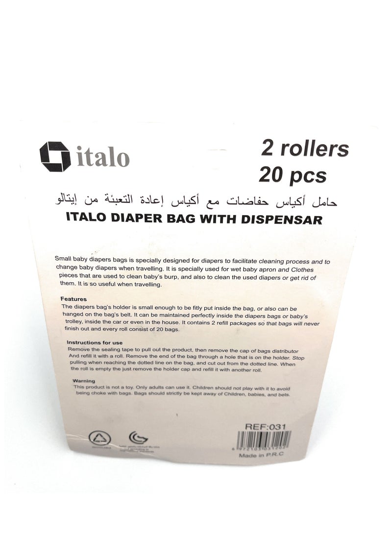 ITALO - Diaper Bag Roll with Dispensar / Disposable Dispenser Bag Roll - Image 1
