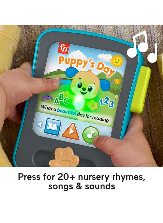 Fisher-Price Baby Learning Toy Laugh & Learn Puppy’s Storytime Reader Pretend Tablet with Music & Lights for Ages 6+ Months - Image 3