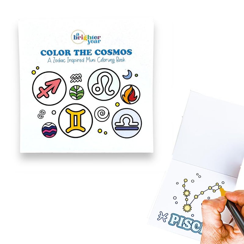 A Brighter Year Adult Mini Coloring Book – Premium Pocket Size 3”x 3” Travel Coloring Book, Thick No-Bleed Paper, 50 Pages, Lay Flat Binding, For Stress Relief & Mindfulness - Color The Cosmos Edition - Image 1