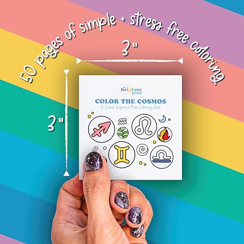 A Brighter Year Adult Mini Coloring Book – Premium Pocket Size 3”x 3” Travel Coloring Book, Thick No-Bleed Paper, 50 Pages, Lay Flat Binding, For Stress Relief & Mindfulness - Color The Cosmos Edition - Image 2