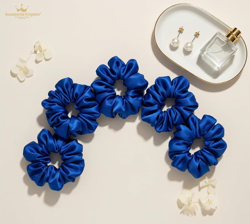 Accessorize Kingdom Premium Hair Scrunchie for Women| Scrunchies for Girls | Scrunchies for Thick, Curly, & Fine Hair | Soft & Smooth Hair Ties (Cobalt blue, Pack of 12) - Image 2