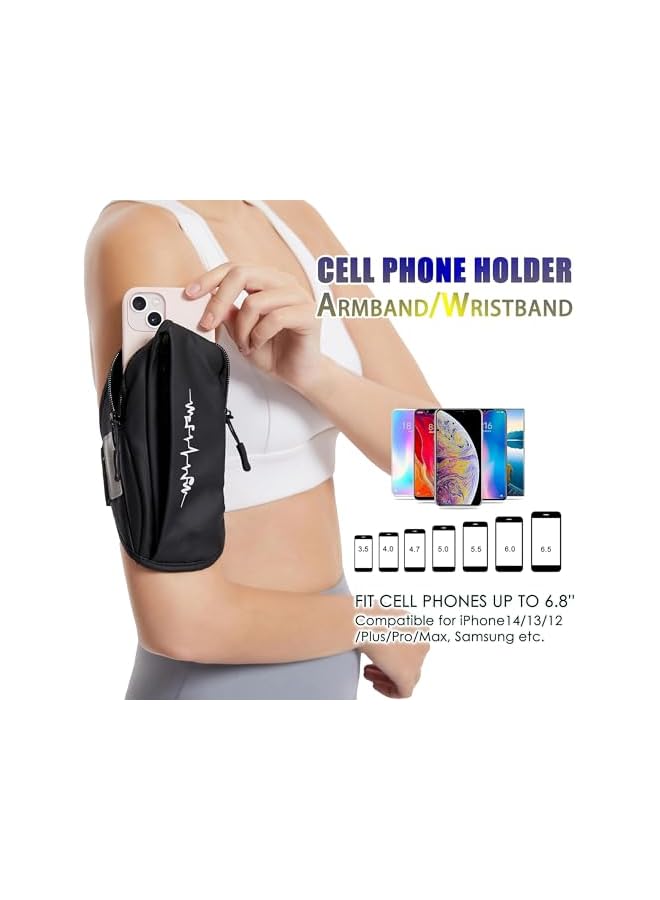 Green Tiger Universal Running Armband & Wristband Phone Holder – Adjustable Sports Armband for iPhone 16/15/14/13/12/11 Pro Max – Breathable, Water-Resistant, Fits All Phones & Arm Sizes (Black) - Image 2