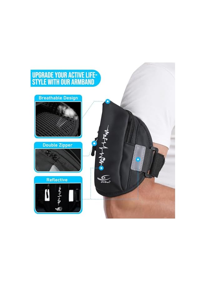 Green Tiger Universal Running Armband & Wristband Phone Holder – Adjustable Sports Armband for iPhone 16/15/14/13/12/11 Pro Max – Breathable, Water-Resistant, Fits All Phones & Arm Sizes (Black) - Image 3